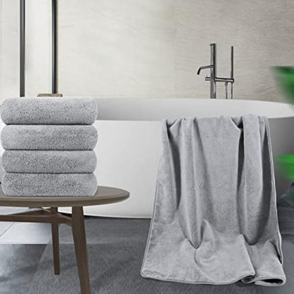POLYTE Quick Dry Lint Free Microfibre Bath Towel, 76 x 145 cm, Pack of 4 (Grey)