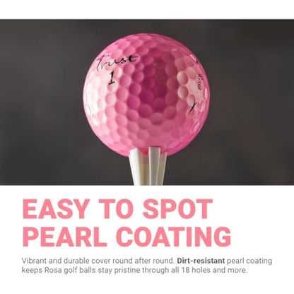 Trust Golf Balls Aurora | Rosa | Tour-Level Performance | Stand Out | Maximum Distance | Straight Flight | Stopping Power | Crystal Urethane Cover for Ultimate Control | 12 or 48 Balls