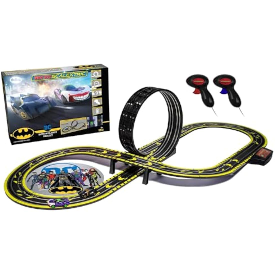 Scalextric Micro Car Race Track Sets for Kids Age 4+ - Batman vs Joker Themed Construction Set, Battery Powered Racing, Slot Cars Kids' Play Vehicles - Mini Toy Tracks for Boys