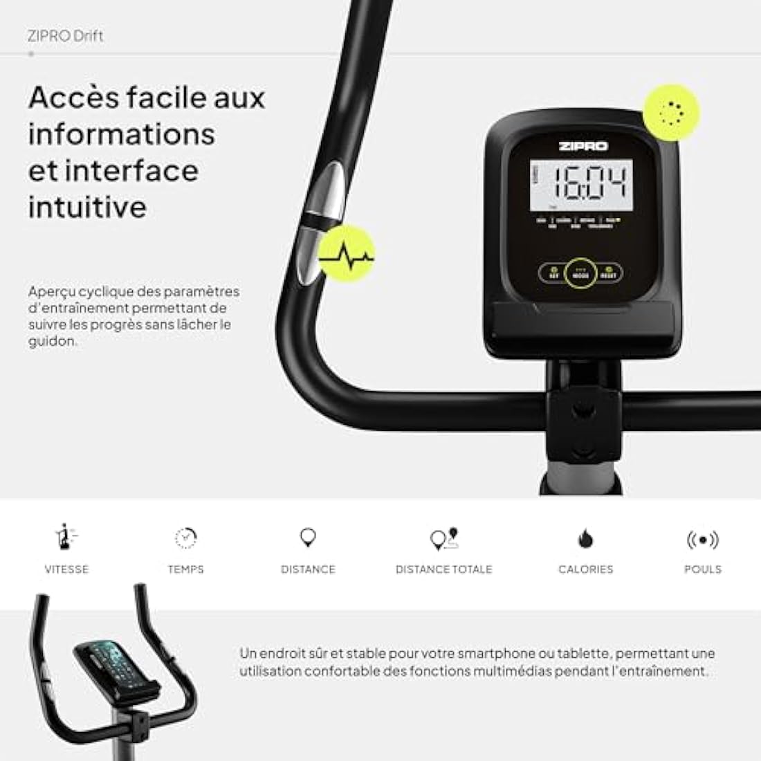 Zipro Erwachsene Magnetischer Fitnessbike, One Size, einheitsgröße