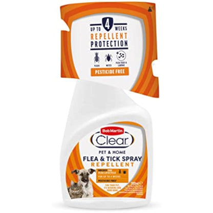 Bob Martin Clear Flea Repellent Spray for the Home, Dogs and Cats - Controls Flea and Tick Infestations in the Household (300ml)