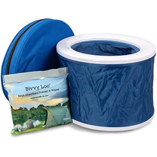 Bivvy Loo Portable Camping Toilet - Folds Away Flat - Supports Over 150kg (Blue)
