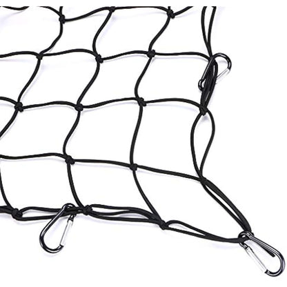 BTSKY 120x182cm to 244x366cm Heavy Duty Bungee Cargo Net with 16 Metal D Clip Carabiners and Tote - Large Capacity Roof Car Trunk Mesh, Travel Luggage Rack Elasticity Roof Luggage Carrier