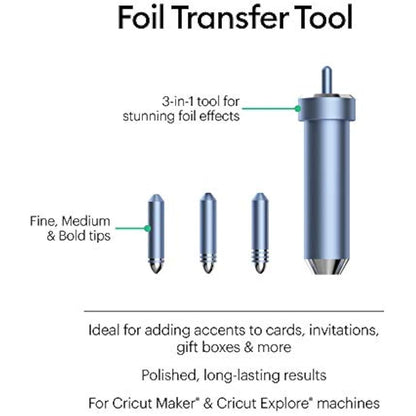 Cricut 2008727 Foil Transfer Kit, Explore Maker Machines, 3 Tips - fine, Medium & Bold