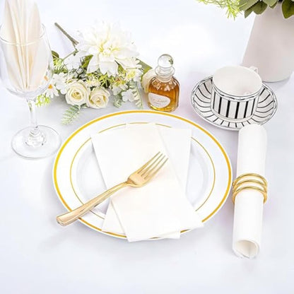 Linen-Feel Guest Towels Disposable Cloth Like Paper Christmas Paper Towles Hand Napkins Soft, Absorbent, Paper Hand Towels for Kitchen, Bathroom, Parties, Weddings, Dinners or Events (White, 200 Pack)