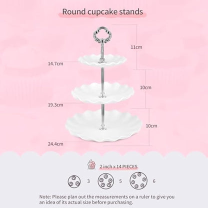 Pack of 10 NWK Cake Stand, Cupcake Stand, with 3 x Two-Tier Cupcake Stands, 3 x Three-Tier Cupcake Stands, 4 x Appetizer Trays, for Birthday Baby Bridal Shower Party (Silver)