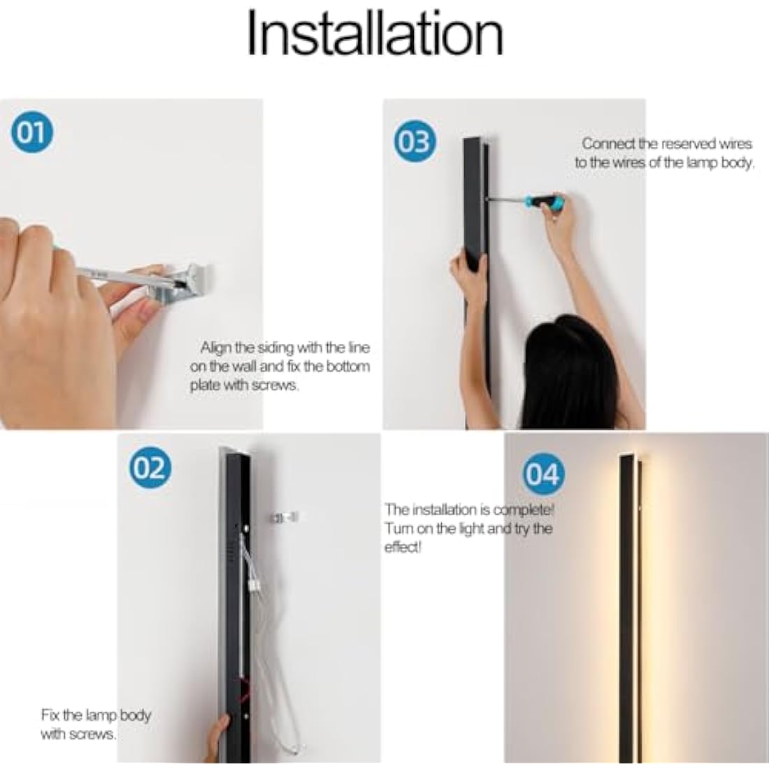 ZTWLEED LED Outdoor Wall Light 25W 115CM Minimalist Metal Wall Lights,Waterproof IP65 Outdoor Lighting Acrylic Lampshade,4000K Natural White,Outdoor Lighting for Patio