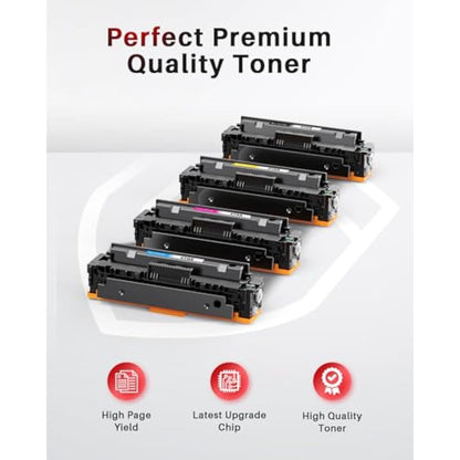 Halloya 410A Compatible Toner Cartridges Replacement for HP CF410A 410X CF410X for Color LaserJet Pro M477fdw M477fnw M477fdn M452nw M377dw M452dn M452dw M477dw M477nw (4 Pack)