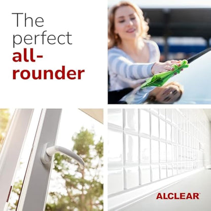 ALCLEAR Microfiber Glass Cloth Set - Pack of 5 Window Cloths 40x45 cm, streak-free glass cloths - lint-free, saves time without drying - designed in Germany - for household & car windows.