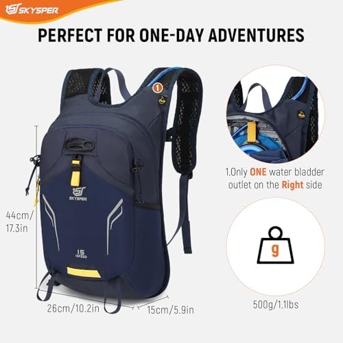SKYSPER Small Hiking Backpack 15L Lightweight Day Pack Travel Hiking Daypack for Women Men