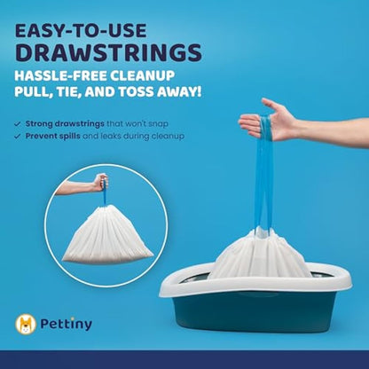 Pettiny 20 Cat Litter Tray Liners with Drawstrings Scratch Resistant Bags for Medium and Large Litter Box