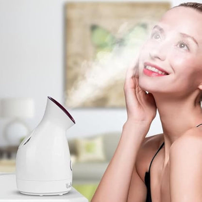 Facial Steamer, Wolady Nano Ionic Face Steamer for Pores with UV Light Hot Mist Moisturizing Sprayer Home Sauna SPA Bonus Blackhead Extractor Kit (Pink)