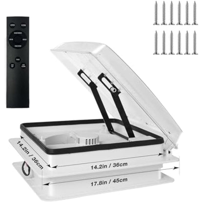 14" Caravan Roof Vent Fan, RV Air Vent Ventilation with Rain Sensor, Automatic Level Permanent Reversible Fan 12V for RV Motorhome with Remote control