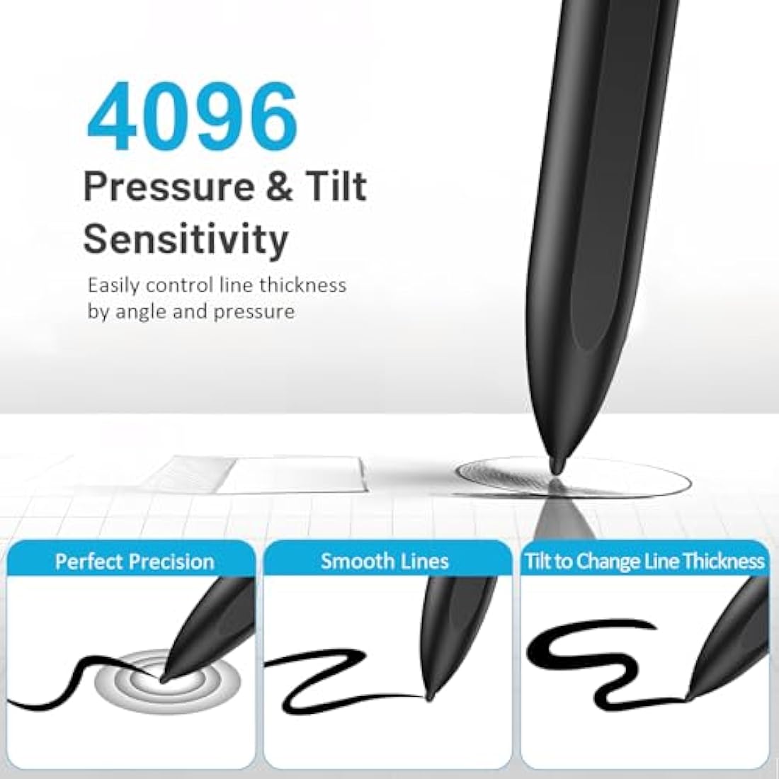 TiMOVO Magnetic EMR Stylus Compatible with Remarkable 2 with Eraser, Digital Pen for Remarkable with 4096 Pressure Sensitivity, Palm Rejection, Tilt for Remarkable Marker Plus/Kindle Scribe, Black