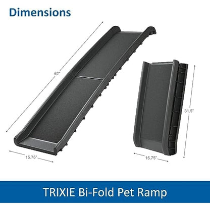 TRIXIE folding ramp for dogs – facilitates access to the boot – walking surface with sandpaper coating – 40 x 156 cm – width of walking surface: 33 cm – up to 90 kg – black – 3939