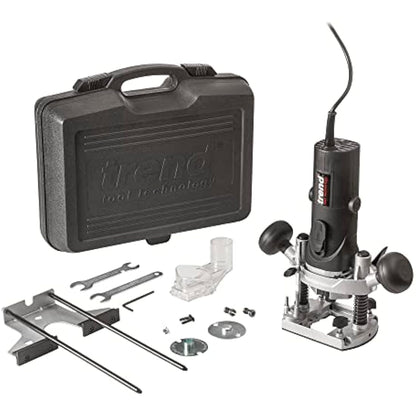 Trend T4 1/4 Inch Variable Speed Workshop Router and Kitbox, Perfect for Hinge Cutting, Timber Profiling & Hand Carving, 850W 115v T4ELK, Black
