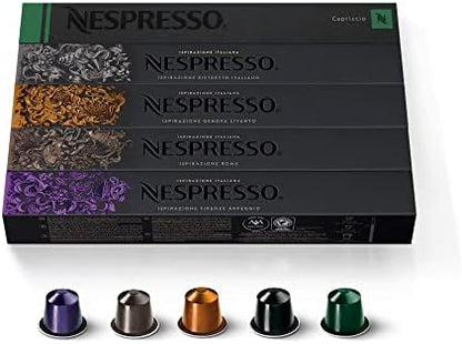 Nespresso Original Coffee Pods, 50 Mixed Pack - 10 Arpeggio, 10 Ristretto, 10 Capriccio, 10 Roma, 10 Livanto Capsules for Nespresso Machines. Make Espressos, Cappuccino and Macchiato. Recyclable Pods