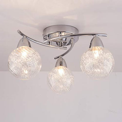 AUROLITE BOLLA 3xG9 LED Bulbs Included - Semi Flush Ceiling Light, Polished Chrome Finish, 12W, Ideal for Living Room, Bedroom, Kitchen, and Hallway (Straight, Natural White 4000K)