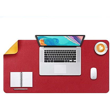 Desk Pad Large, Desk Mat, Extended Mouse Mat, Mouse Pad XL, Desk Blotter, DOBAOJIA Laptop Pad Writing Pad for Office/Home, Dual-Side Use PU Leather Waterproof 31.5" X 15.7" (Red/Yellow)
