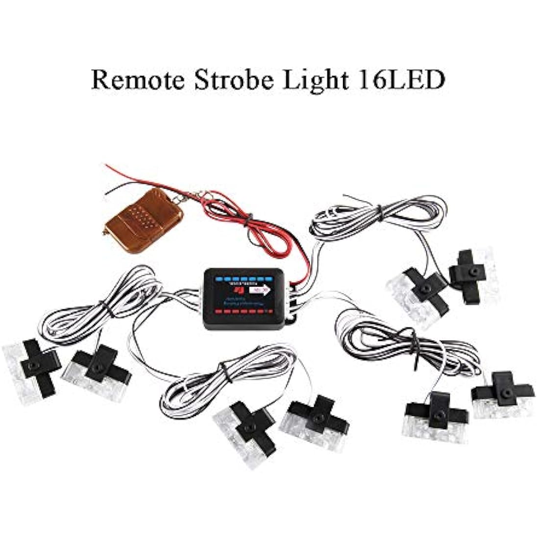 yifengshun 8 in 1 LED Emergency Strobe Lights for Trucks Vehicles Warning Flashing Guide Grille Flash DRL Police Car Motorcycle DC12V Wireless Remote Control (Blue & Red)