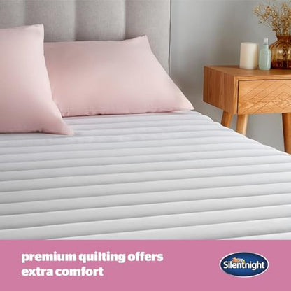 Silentnight Quilted Mattress Protector – Premium Luxury Soft Cosy Mattress Cover Protector Pad with Extra Deep Fit Elasticated Straps – Hypoallergenic, Super Soft and Machine Washable - King, White
