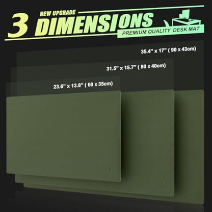K KNODEL Large Office Leather Desk Mat, Mouse and Keyboard Pad, Computer and Laptop Mat, Desktop Protector and Cover, Writing Pad and Blotter (90x43cm, Dark Green)