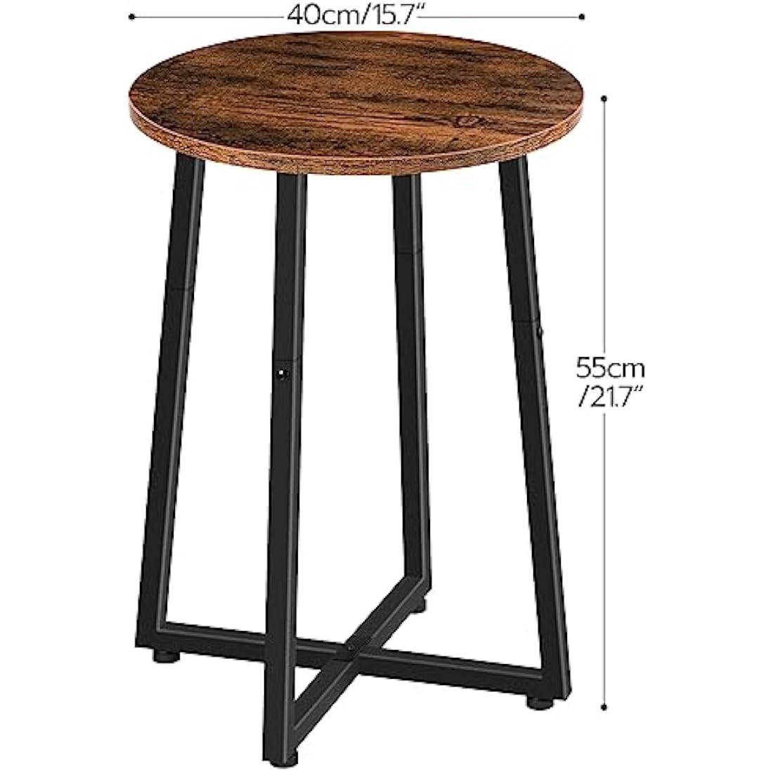 HOOBRO Side Table, Round Small Table, Small Bedside Table, Coffee Table with Metal Frame, Industrial Round Sofa Tables Hallway for Living Room, Sturdy,Rustic Brown EBF95BZ01