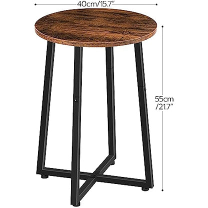 HOOBRO Side Table, Round Small Table, Small Bedside Table, Coffee Table with Metal Frame, Industrial Round Sofa Tables Hallway for Living Room, Sturdy,Rustic Brown EBF95BZ01