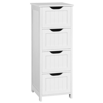 Yaheetech Slim Bathroom Floor Cabinet Freestanding with 4 Drawers, White