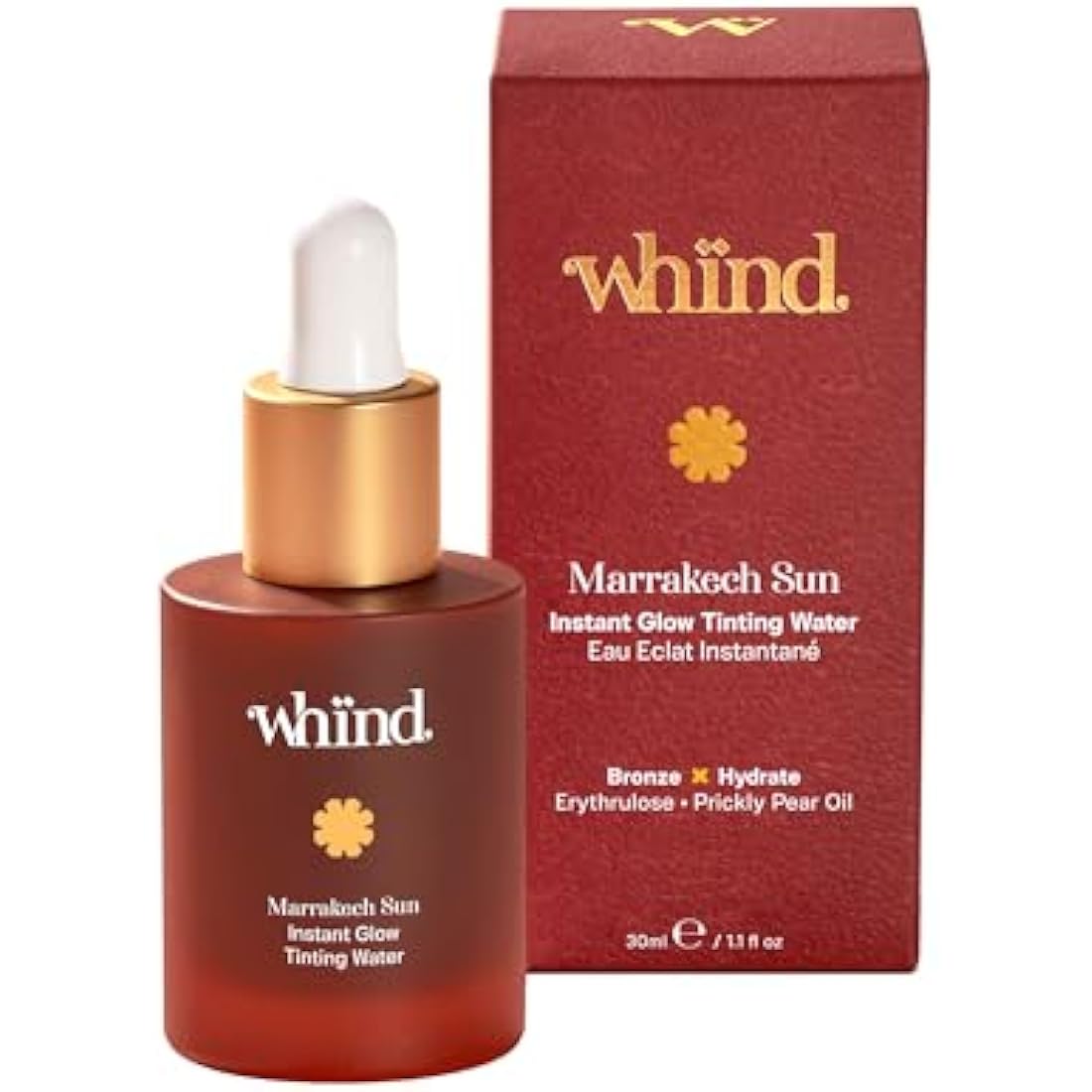 whind Marrakech Sun Tinting Water Self Tanning Drops – Lightweight Liquid Glow Bronzing Drops, Instant Tan Glow Serum for Face with Hyaluronic Acid & Glycerin for a Natural Tan – 30ml