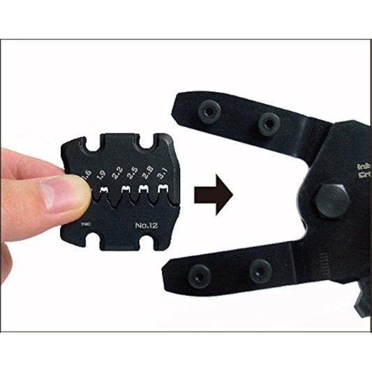 Precision Universal Crimping Tool with Inter-Changeable die Plates (Size M) Handy Crimp Tool. Made in Japan. ENGINEER pad-12