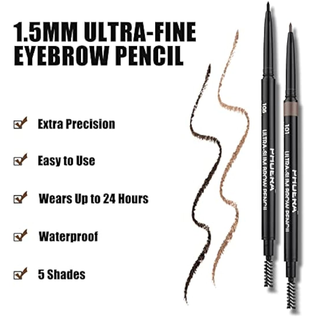 Natural Look Eyebrow Pencil, Long-Lasting & Waterproof, Precise Application, Vegan & Cruelty-Free 0.08g (103#Dark Brown)