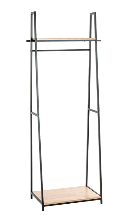 HAKU Hall-Tree oak, black, MDF - Dim.: W 68 x H 166 x D 40 cm, Style: Modern