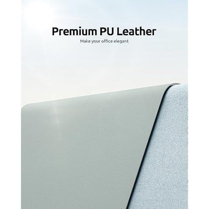 YSAGi Leather Desk Mat, Large Mouse Mat, Non-Slip Desk Pad, Waterproof PU Leather Table Protector Writing Pad for Office and Home (80 x 40 cm, Grayish Green)