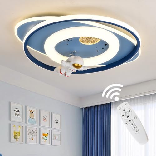 GHiycotdl LED Astronaut Ceiling Light, 58CM Dimmable with Remote Control for Kids Room, Living Room, Kindergarten