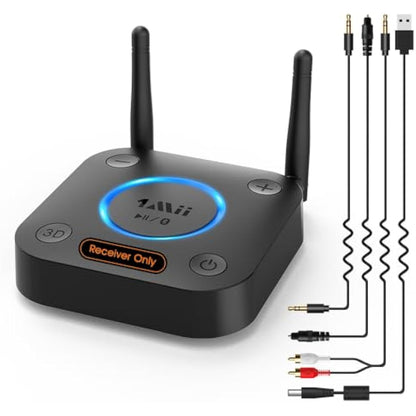 1Mii Long Range Bluetooth 5.1 Receiver with Volume Control, aptX HD Wireless Audio Receiver for HiFi, aptX Low Latency for Old Amp (RCA Digital Optical TOSLINK Coaxial)-B06 Pro