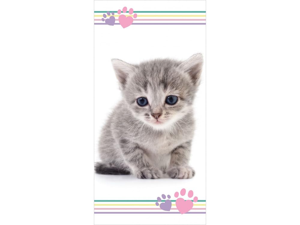 APTEX Bath Towel Beach Towel with Cat 70 x 140 cm, Multicolor