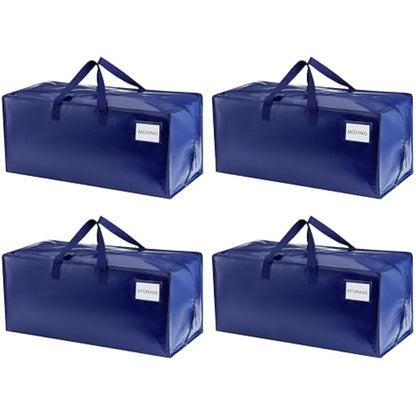 VENO 4 Pack Moving Bags Heavy-Duty Extra Large W/Backpack Straps, Moving House Essentials, Strong Handles & Zips, Clothes Storage, Packing, Laundry Bags, Reusable and Sustainable (Blue, 4 Pack)