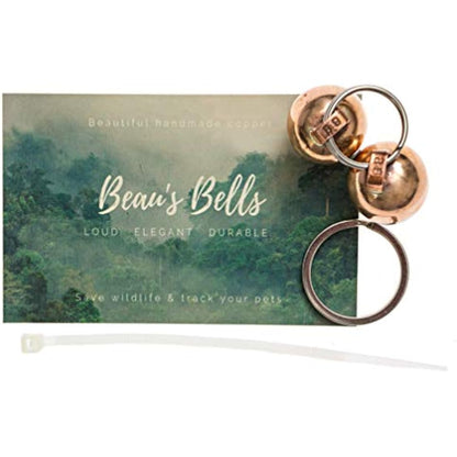 Beau's Bells 2 Extra Loud Cat & Dog Bells | Pet Tracker | Save Birds & Wildlife Handmade Copper (Large)