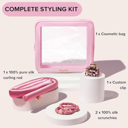 SILKE Heatless Curlers Headband | 100% Luxurious Heatless Curls | Silk Curlers No Heat - Big Bounce, No Effort | Silk Heatless Curler | Easy & Effortless - No Heat (Pink)