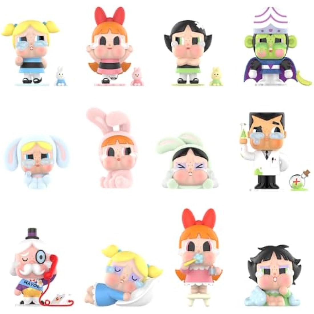 POP MART CRYBABY x Powerpuff Girls Series Whole Set（12Boxes） 2.5 inches Articulated Character Premium Design gifts for women Fan-Favorite Collectible Toy Art Toy Action Figure