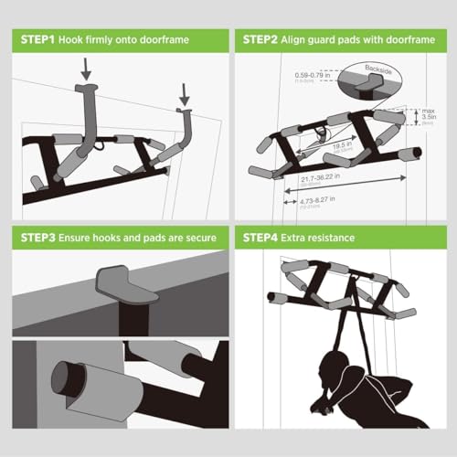 HAKENO Multi-Grip Pull Up Bar For Doorway - Pullupbar With Enhanced Smart Hook Angled Grip Home Gym Exercise Equipment with Professional Training