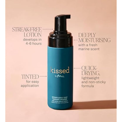 Mii Cosmetics Kissed Effortlessly Easy Tanning Lotion, Hydrates Skin & Offers Flawless, Streak Free Tan, Dark, 150ml