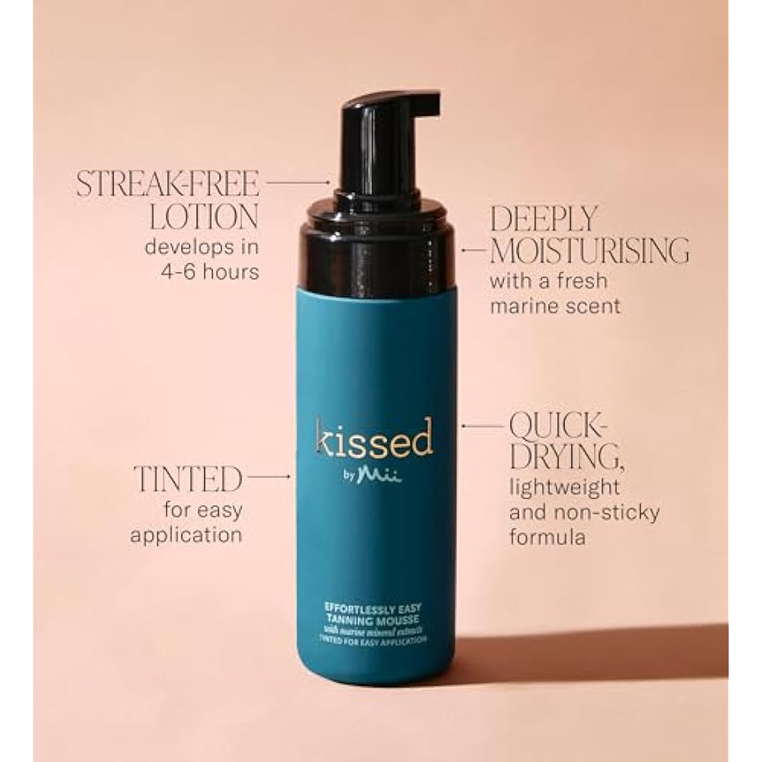 Mii Cosmetics | Kissed Effortlessly Easy Tanning Mousse | Hydrates Skin & Offers Flawless, Streak-Free Tanning | Light, 150ml