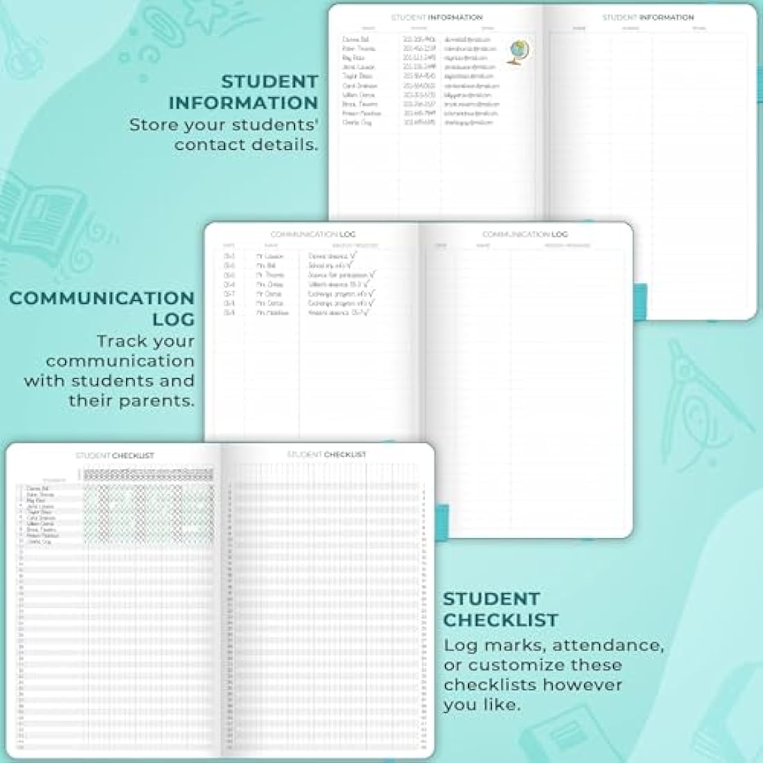 Clever Fox Teacher Planner – School Year Planner with Calendars & Lesson Plans – Teacher Plan Book for Classroom & Homeschool Organization - Undated, 18x25cm, Hardcover (Turquoise)