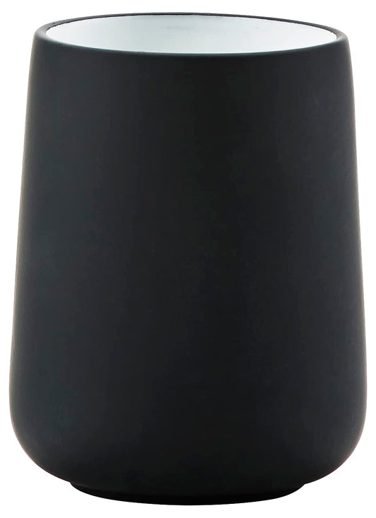 Zone Denmark Nova Porcelain Toothbrush Cup with Soft Touch Coating Diameter 8 cm Height 10 cm Black