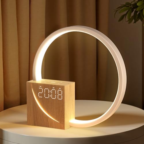 blonbar Bedside Lamp, Wake-Up Light,Touch Lamps Bedside with 10W USB Charging Port, 10 Smoothing Sound Table Lamp with 2 Alarm Clock, 3 Level Brightness,LED Night Light for Bedroom, Living Room