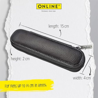 Online Set Eleganza Fountain Pen & Ballpen & Leather Case I Colour: Blue I Nib Size M I Metal Clip I Retractable Biro I Fountain-Pen for Standard Ink Cartridges Or Converter I In Gift Box