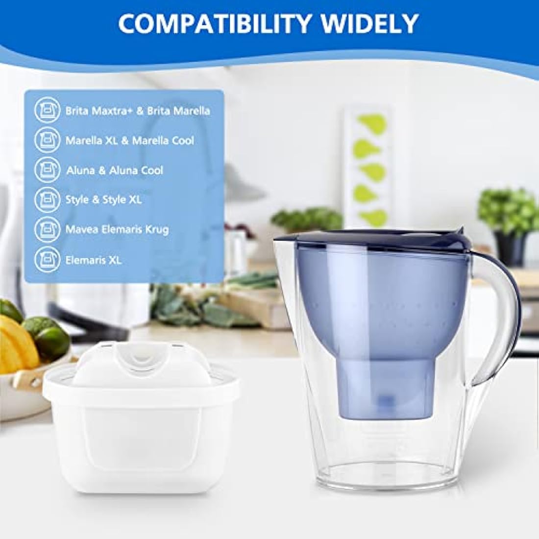12 Pack of Water Filter Cartridges Compatible with Brita Maxtra+, Brita Style, Mavea Elemaris XL Water Tank