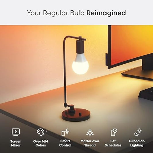 Nanoleaf Matter Essentials E27 LED Bulbs, Pack of 3 RGBW Dimmable Smart Bulbs - Matter over Thread, Bluetooth Colour Changing Light Bulbs, Works with Google Apple, Room Decor & Gaming